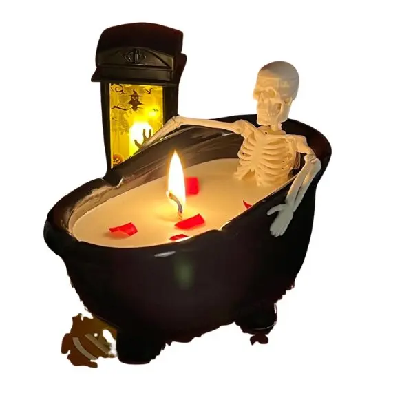 Halloween Decorations - Halloween Skeleton Candles - Skeleton Designs for Milk Bath - Novelty Designs Rose Petals - Perfect for Halloween Indoors Home Holiday Parties