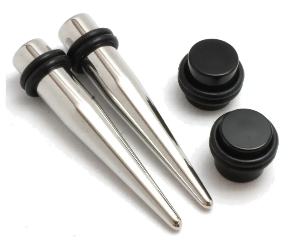 6g PAIR Steel Tapers AND Plugs Ear Stretch Kit expander