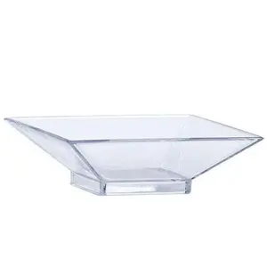 Lillian Mini Plastic Square Serving Dish, Clear, Pack Of 12 Dishes, Clear