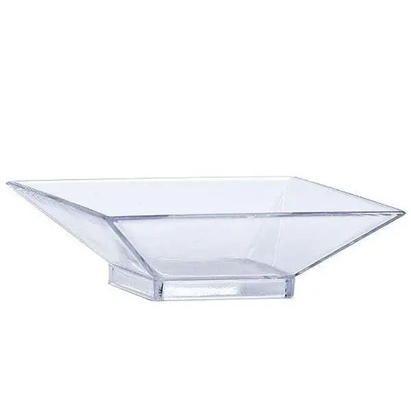 Lillian Mini Plastic Square Serving Dish, Clear, Pack Of 12 Dishes, Clear