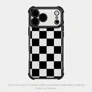 Black checkered four-corner drop-proof TPU phone case for iPhone Samsung Galaxy 17 Air 16Pro Max 15 14Plus 13 12 11 XR XS S26Ultra S25 S24 S23 Simple and stylish camera protection Shockproof Anti-Drop Shockproof Drop Protection Durable Phone Case