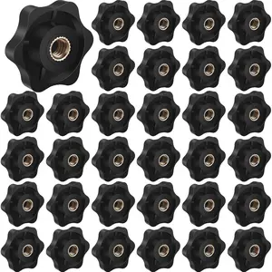 30 count Female Threaded Knob Black Plastic  Thru  Nuts Clamping(6 ,1/4"-20)
