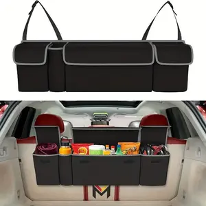 All-Purpose Car Trunk Organizer - Durable, Waterproof & Collapsible with 4 Pockets - Ideal for SUVs, Trucks, MPVs - Backseat or Trunk Storage Solution for Families