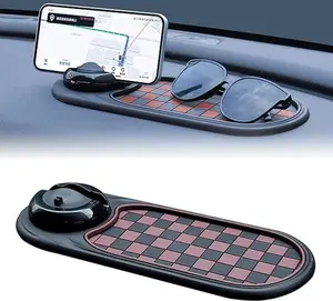 Multifunction Car Anti-Slip Mat, 360° Rotatable Multifunctional Car Dashboard Mobile Phone Holder with Temporary Parking Number, Universal Dashboard Accessories for Organized Storage