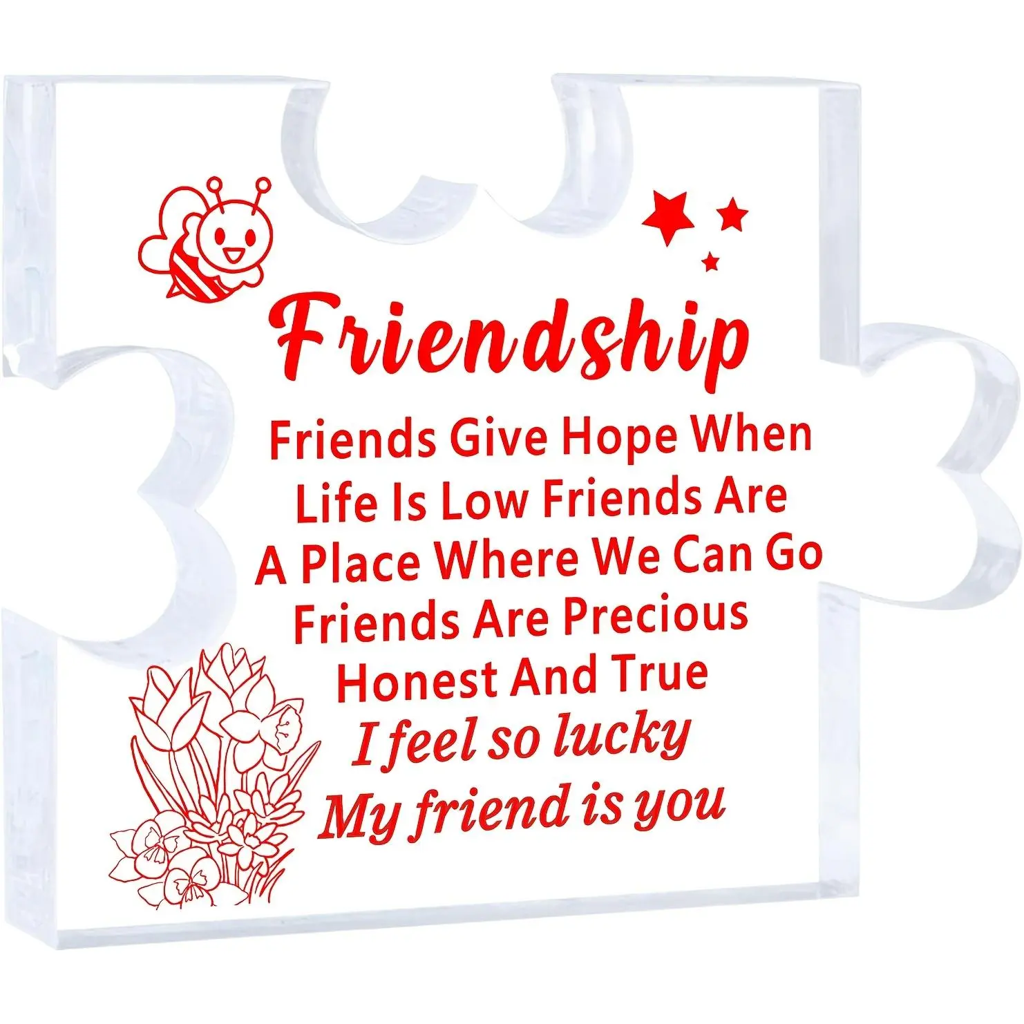Friendship Puzzle Shaped Acrylic Ornament, 1 Count Friendship Gift, Birthday Gift for Friend, Decorative Sign for Home Office Desk, Gifts for Women Best Friend, Novelty Decor, Acrylic Desktop Decoration, Acrylic Plaque Decor