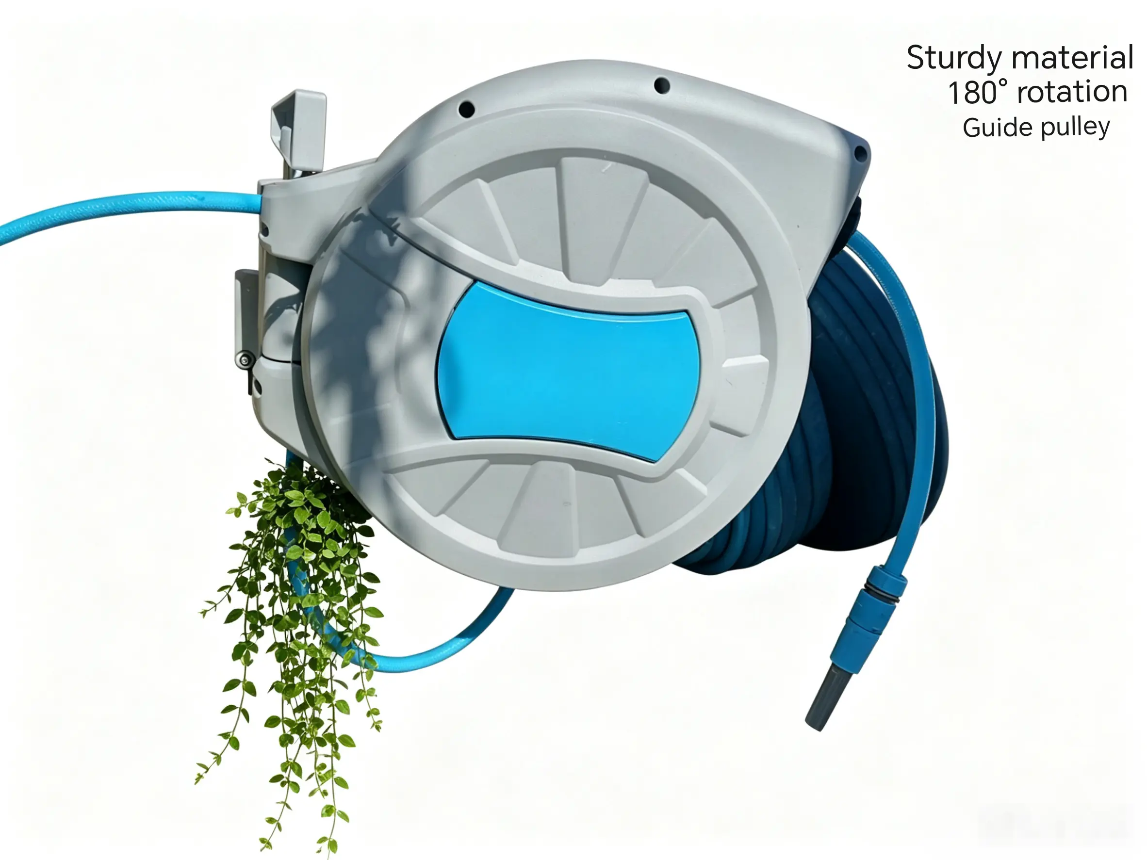 Wall-Mounted Retractable Hose Reel with 66 ft (20m) PVC Pipe, 14.5mm Inner Diameter, 180° Rotation, Adjustable Lockable Length, 200 psi/600 psi Pressure, 10-12 Seconds Automatic Retraction, Summer Hands-Free Design, for Garden Irrigation, Agriculture Use,