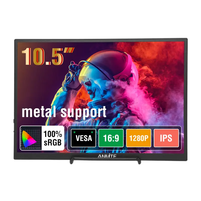 Anmite 10.5-Inch Portable Monitor 1280P HDR 16:10 Low Blue Light For XBox PS4 / 5 Switch Cell Phone PC Loptop Extension Gaming
