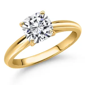 Gem Stone King 10K Yellow Gold Yellow Citrine Solitaire Engagement Ring For Women | 0.93 Cttw | Cushion 6MM | Gemstone November Birthstone