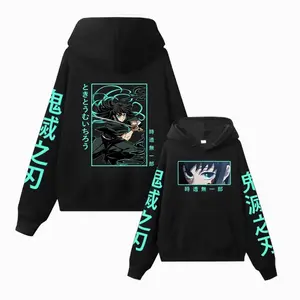 Anime Demon Slayer Streetwear Muichiro Tokito Graphic Printed Hooded Men Women Casual Loose Hoodies Harajuku Unisex Sweatshirt H9T