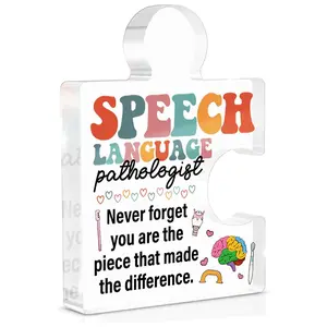 Speech Language Pathologist Appreciation Gifts, Speech Therapist Gifts for Women Men Christmas Birthday, SLP Acrylic Puzzle Plaque Sign Office Desk Decor, Novelty Desk Decor, Home Office Decoration