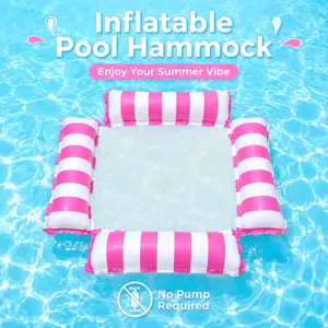 Inflatable Pool Hammock Foldable Striped Floating Chair Water Bed for Outdoor Swimming Pool No Pump Needed Single Floating Mat dollar houseboat