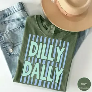 Comfort Colors Shirt Spring Stripes T-shirt, Preppy Women's Tee, Dilly Daily Summer Shirt, Gift for Love, Trendy Casual Shirt for Her - Joha