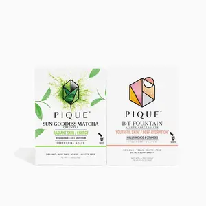 Pique Life Radiant Skin Duo Protocol - 28 Servings of B•T Fountain (1 carton) PLUS 28 Servings of Sun Goddess Matcha (1 carton)