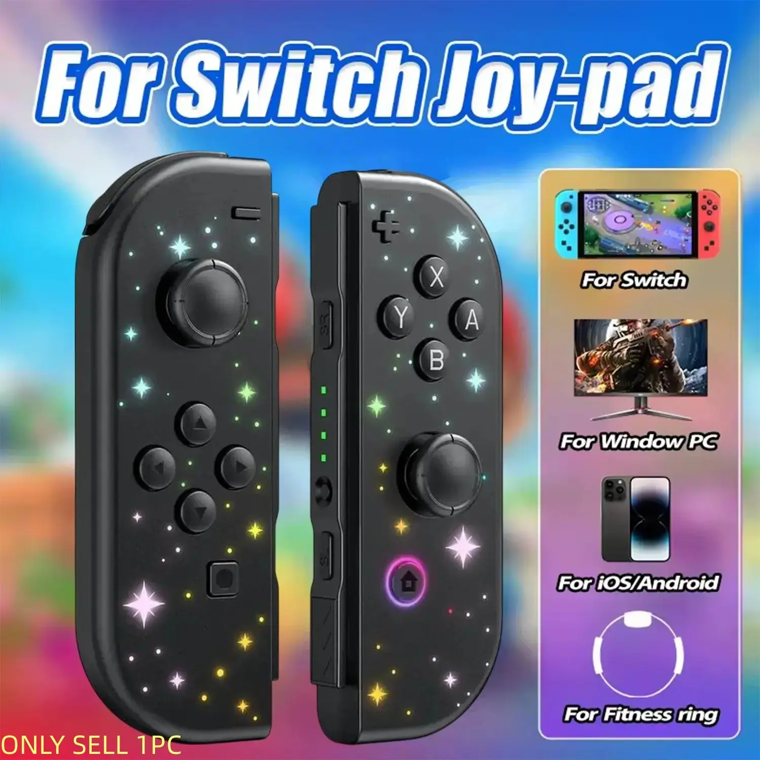 Wireless Controller Compatible with Switch Lite Oled, Dual Vibration Function Replacement Gamepad, Cool Wake-Up Switch Accessory, Wireless Joystick, Gaming Controllers, Console Accessory, Gaming Console Accessories
