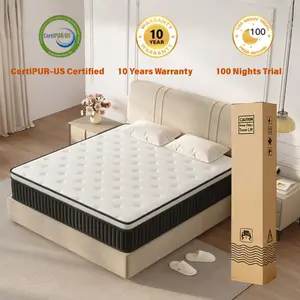 【10/12/14】Inch Twin Full Queen King , Hybrid Memory Foam Mattress in a Box | Pocket Spring + Zoned Support | Soft and Comfortable, Pressure Relief, Medium Firmness, CertiPUR-US Certified(mattresses | queen size mattress | full size mattress) firm