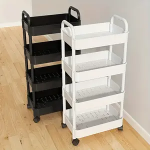 3-Tier Rolling Storage Rack with Handles, Multifunctional Office Kitchen Living Room Organizer, Mobile Cart with Wheels, Options, Plastic