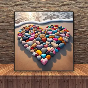 Seaheart Diamond Painting Kit, Mosaic Craft Set, Beginner Friendly 5D DIY Art Tool, Diamond Art Tools, Round Full Diamond Gemstone Drawing Gift for Home Wall Decor