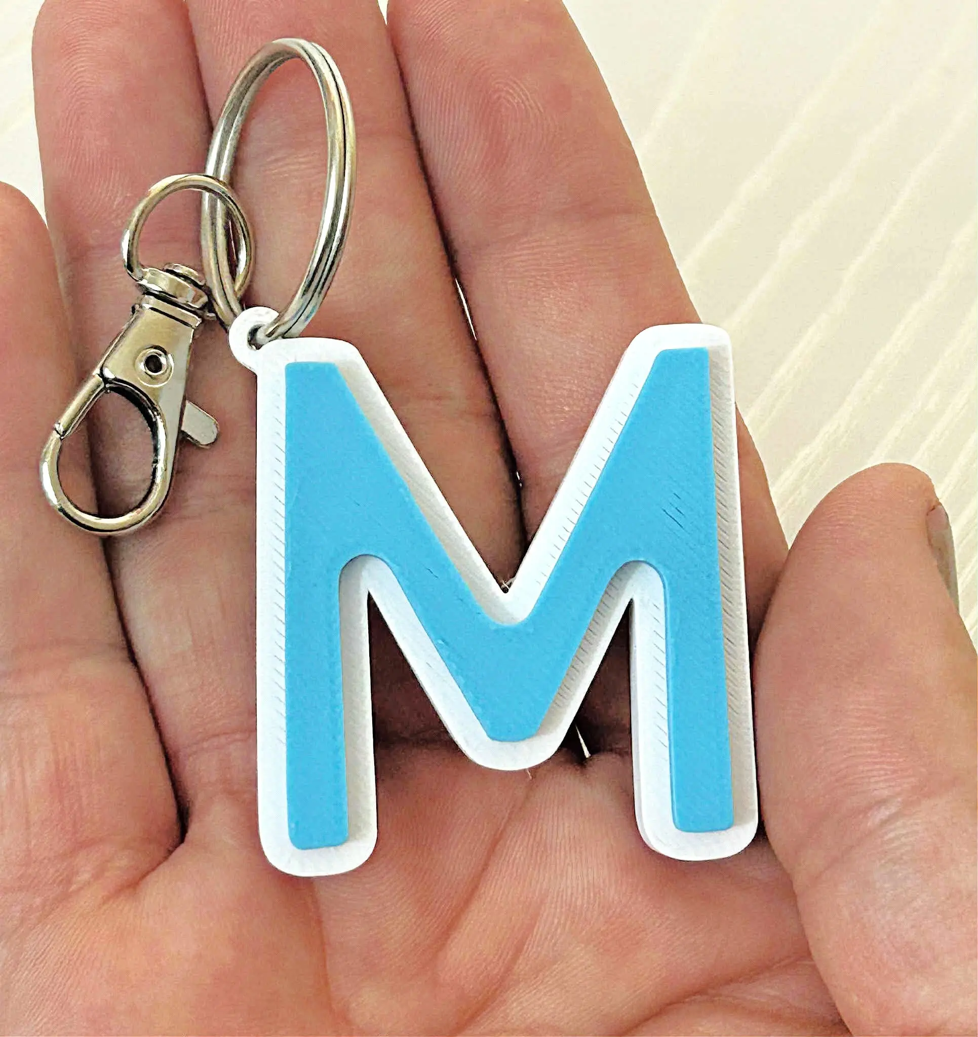 3D Personalized Initial Keychain – Custom Letter Keyring Gift