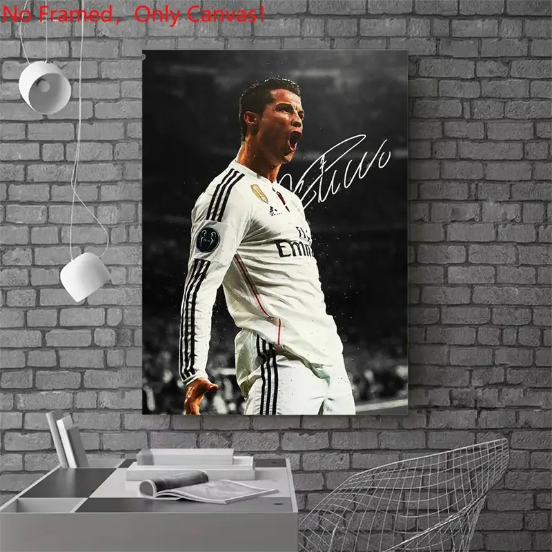 1 piece/set frameless canvas painting print poster, Decorative artwork, Classic Football player art, Cristiano Ronaldo, ideal gift for bedroom, living room, wall decoration, room decor