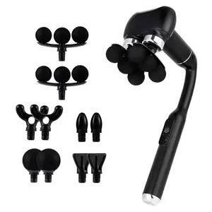 Curved Multi-Head Fascia Gun, 5 Replaceable Massage Heads, 6 Gear Intensity Adjustment, Full Body Relaxation, Home Office Outdoor Use, Handle