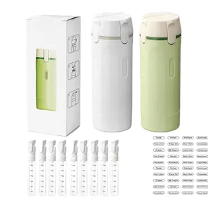 4-in-1 Portable Travel Toiletry Bottles Set, 9Pcs 30ml Clear Scale Refillable Spray Bottles with Leak Proof Storage Organizer, Classification Labels Included, TSA Approved for Cosmetics Shampoo Body Wash