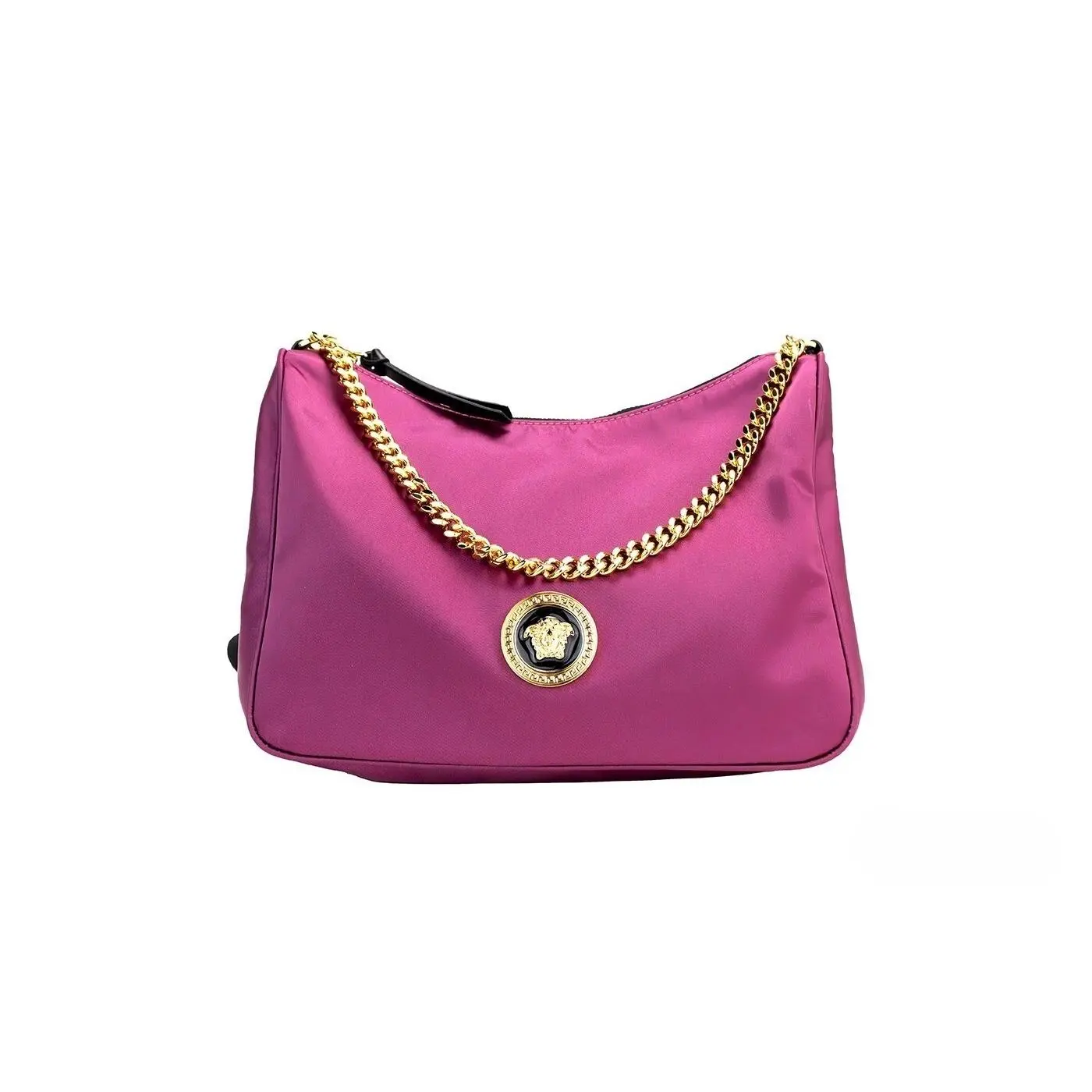 Pre-owned VERSACE Leather, Nylon Crossbody bags Small Dahlia Nylon Fabric Medusa Pendant Crossbody Shoulder Purse Women's Bag