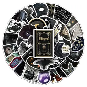 Witchcraft Themed Sticker, 100pcs (50pcs*2) Round Cartoon Sticker, DIY Decorative Sticker for Scrapbooking, Journaling, Gift Wrapping