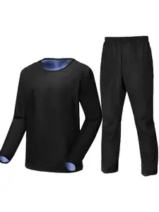 Men's Solid Long Sleeve Tee & Elastic Waist Pants Set, Round Neck Top & Trousers, Athletic Tracksuit Set, Sportswear Set for Gym Workout Running