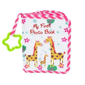 Giraffe Baby Photo Album Soft Cloth Memory Book, Newborn Infant Toddler Christening Gift, Holds 4x6 Inch Photos, First Year Keepsake