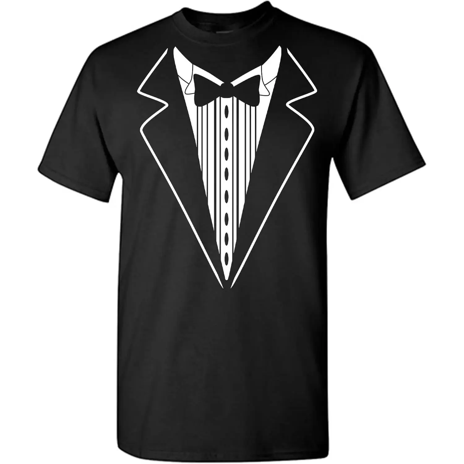 Men's Novelty Tuxedo Print Tshirt - 100% Cotton Soft Crewneck Short Sleeve Top, Unisex Fit, Double Stitching, for Prom & Formal Parties, Crew Neck, Classic Fit, Casual, Inclusive Range, Party, Shortsleeve, Menswear, T-Shirt, Printed, Round Neck, Inclusive