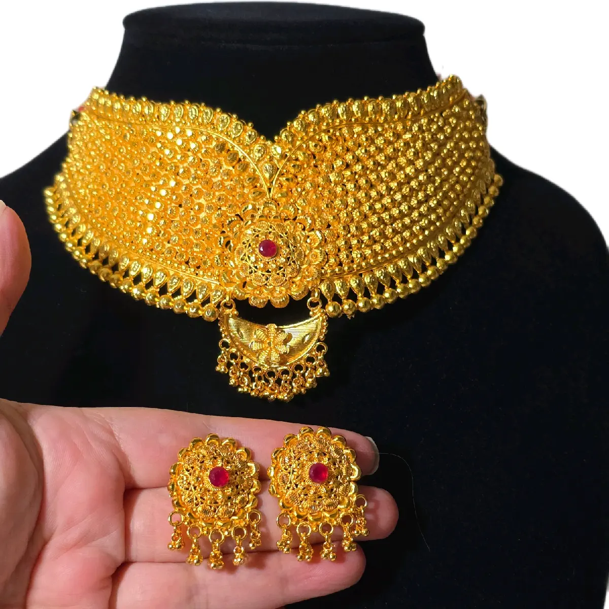 Traditional Nepali Indian Desi Choker Earrings Set for Women