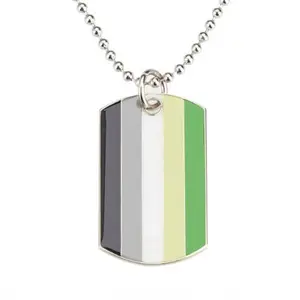 Aromantic Pride Dog Tag Necklace