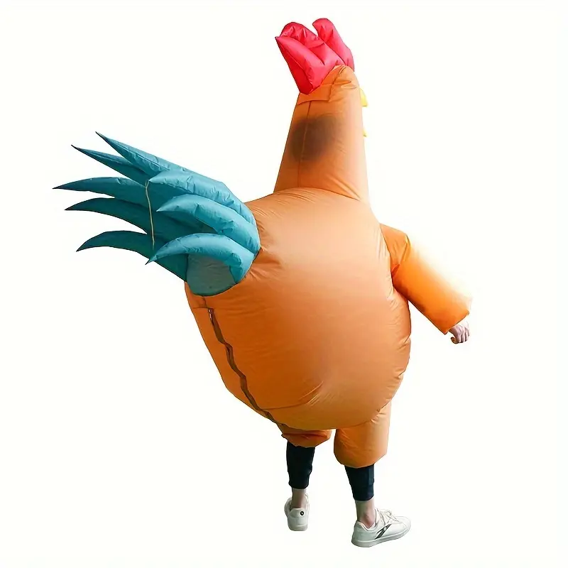 Complete Rooster Shape Inflatable Costume Fan + Inflatable Costume Halloween Carnival Stage Performance Costume Props (Batteries Not Included)
