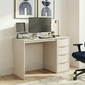 Simply Built Desk | Tool-Free Assembly | 15+ Minute Build | Modern Design | Fast Disassembly For Easy Moving | 4 Spacious Smooth-Gliding Drawers