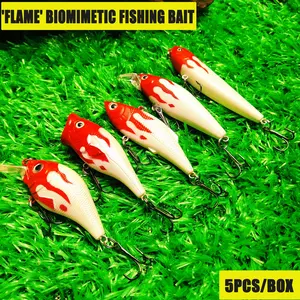 5-Pack Glow-In-The-Dark Lure Set, Fire Head Minnow, Wave Bait, Small Fat Vib, Pencil Hardbait, Fish Fishing Lures