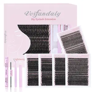 Veifandaly Lash Extension Kit DIY 280pcs Lash Clusters Eyelash Extension Kit, 9-16mm 30D 40D Individual Lashes Kit with Lash Bond and Seal, Lash Tweezers