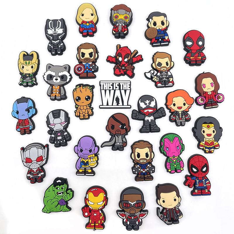 MARVEL Marvel Shoe Flowers 30-piece Pack Featuring Iconic Characters from The Way Collection Black Panther Iron Man & More
