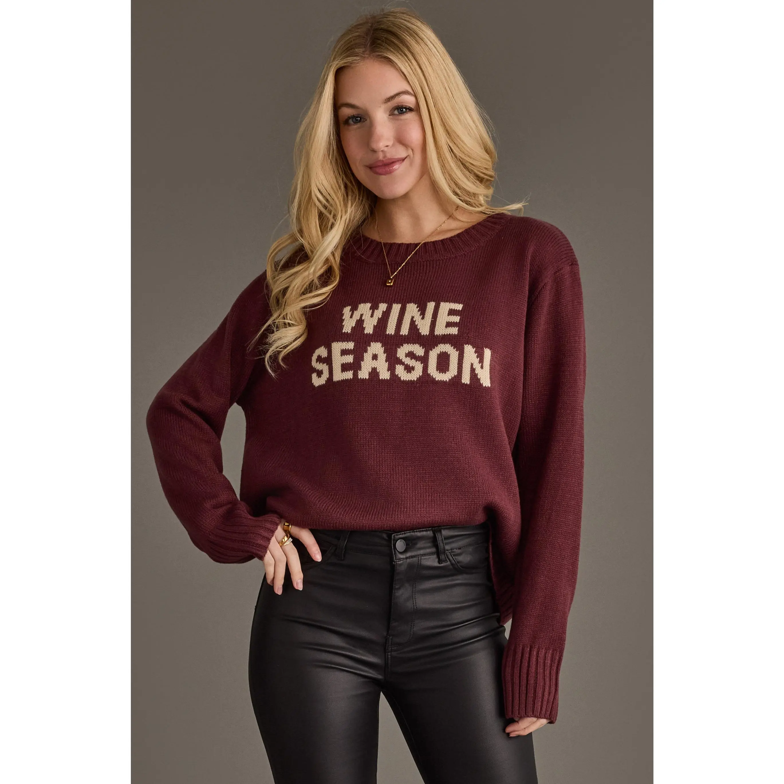 Burgundy & Ivory Wine Season Sweater