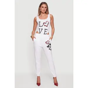 Graffiti Heart Graphic Mid Rise Sweatpants