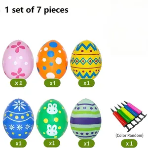 Easter Inflatable Egg Decor Set, Includes 6 Inflatable Eggs & 1 Air Pump, Eco-Friendly PVC Material, No Odor, Large Spring Party Supplies