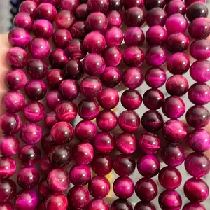 8 mm pink tigers eye crystal bead strand