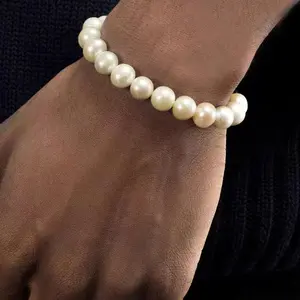 Hip Hop Trendy Imitation Pearl Men's Bracelet, A Must-have Accessory for Parties and Gatherings, Simple and Fashionable, Easily Creating A Cool Street Style, Highlighting Unique Temperament