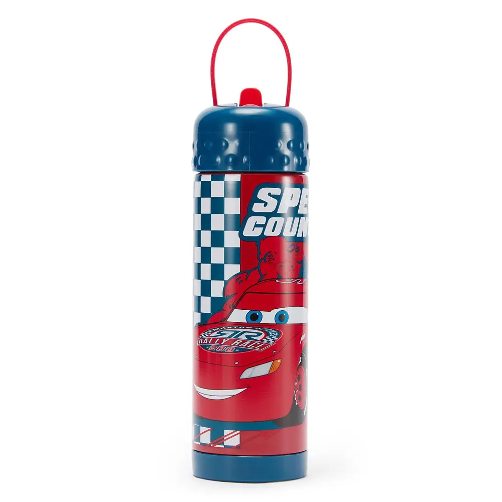 Disney Store Lightning McQueen 16 oz. Stainless Steel Water Bottle with Built-In Straw – Cars