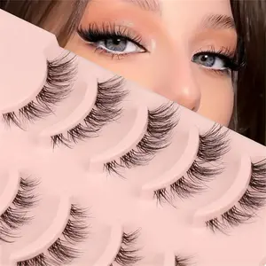 Cat Eye False Eyelashes Set, Imitation Mink Fur Material, Natural Long Style, Full Segment Design, Winged Tail, Soft Fake Lashes, Cosmetic
