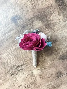 Burgundy Groom Boutonniere