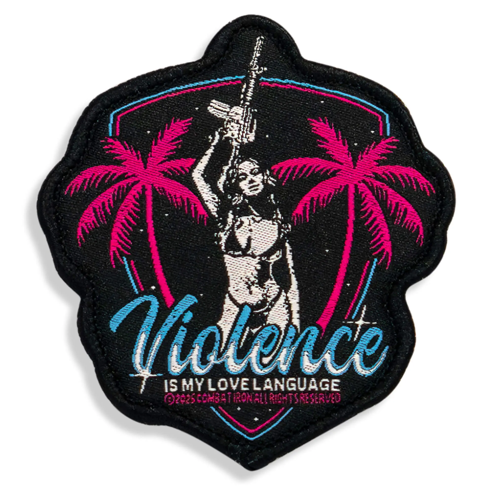 "Violence Is My Love Language Embroidered Velcro Aftermarket Patch - 3 in PVC Solid No-Fade Hook & Loop, Heavy-Duty Car & Motorcycle Interior Decoration, Bold Look, Crisp Detailing, Secure Attachment"