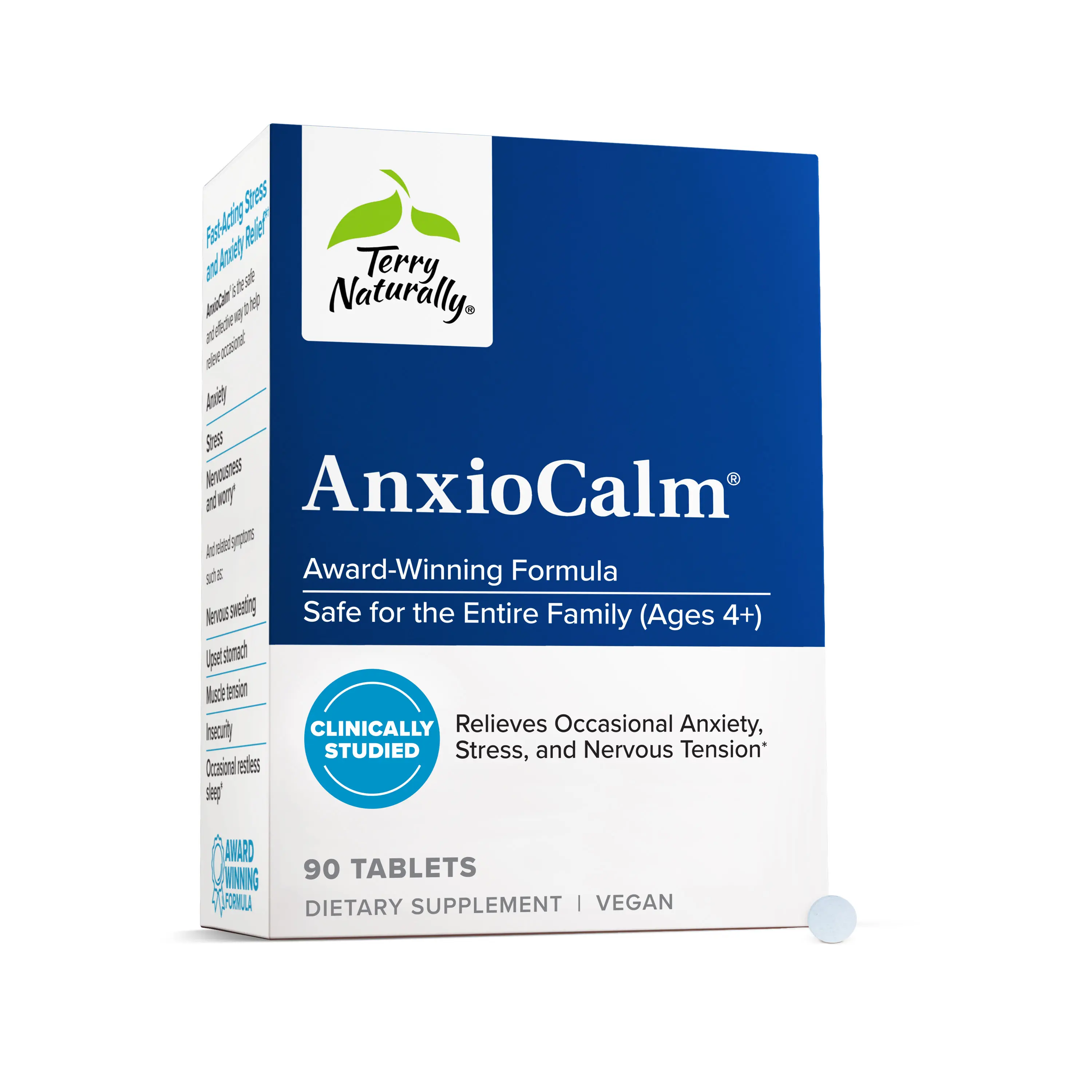 Terry Naturally AnxioCalm 90 Tablets Stress Support Calm Nerves Relaxation Mood Support Non GMO