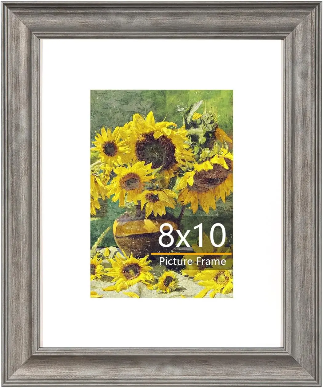 8x10 Picture FrameDisplay Pictures 5x7 with Mat or 8x10 Without MatVintage Picture Frames for Tabletop or Wall Display,Gray