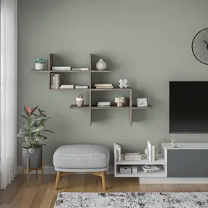 3 Tier Floating Shelves for Wall Shelves - Modern Wall Decor Organizer, Dark Brown, 593 Geometric Design