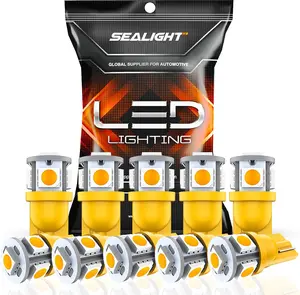 SEALIGHT 194 LED Bulbs 168 T10 LED Bulb Amber 2700k Yellow 2825 for Turn Signal Side Marker Dome Lights, 12V Cab Running Parking Tail Lights, Pack of 10